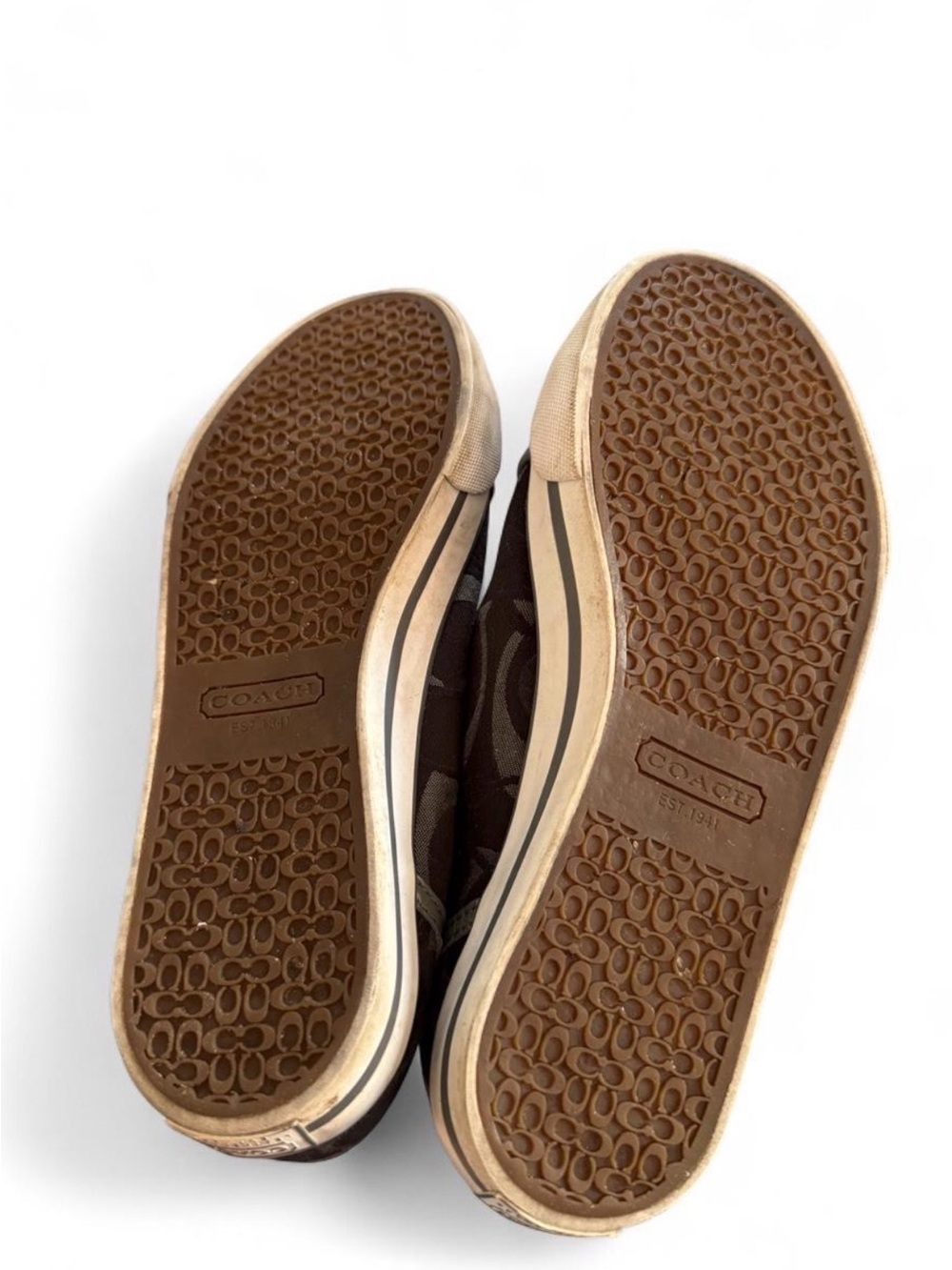 Coach Black Signature Pattern Low-Top Sneakers with Tan Accent - Picture 4 of 5